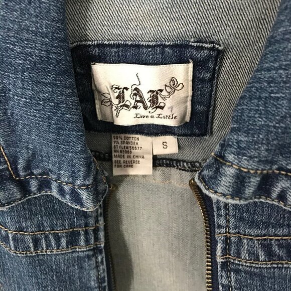 Live a Little front zip moto style jean jacket, S - Picture 2 of 4